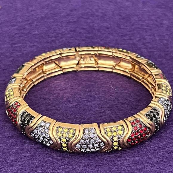 Joan Rivers Jewelry - Beautiful Joan Rivers Multicolor Goldplated Rhinestone Large Stretch Bracelet